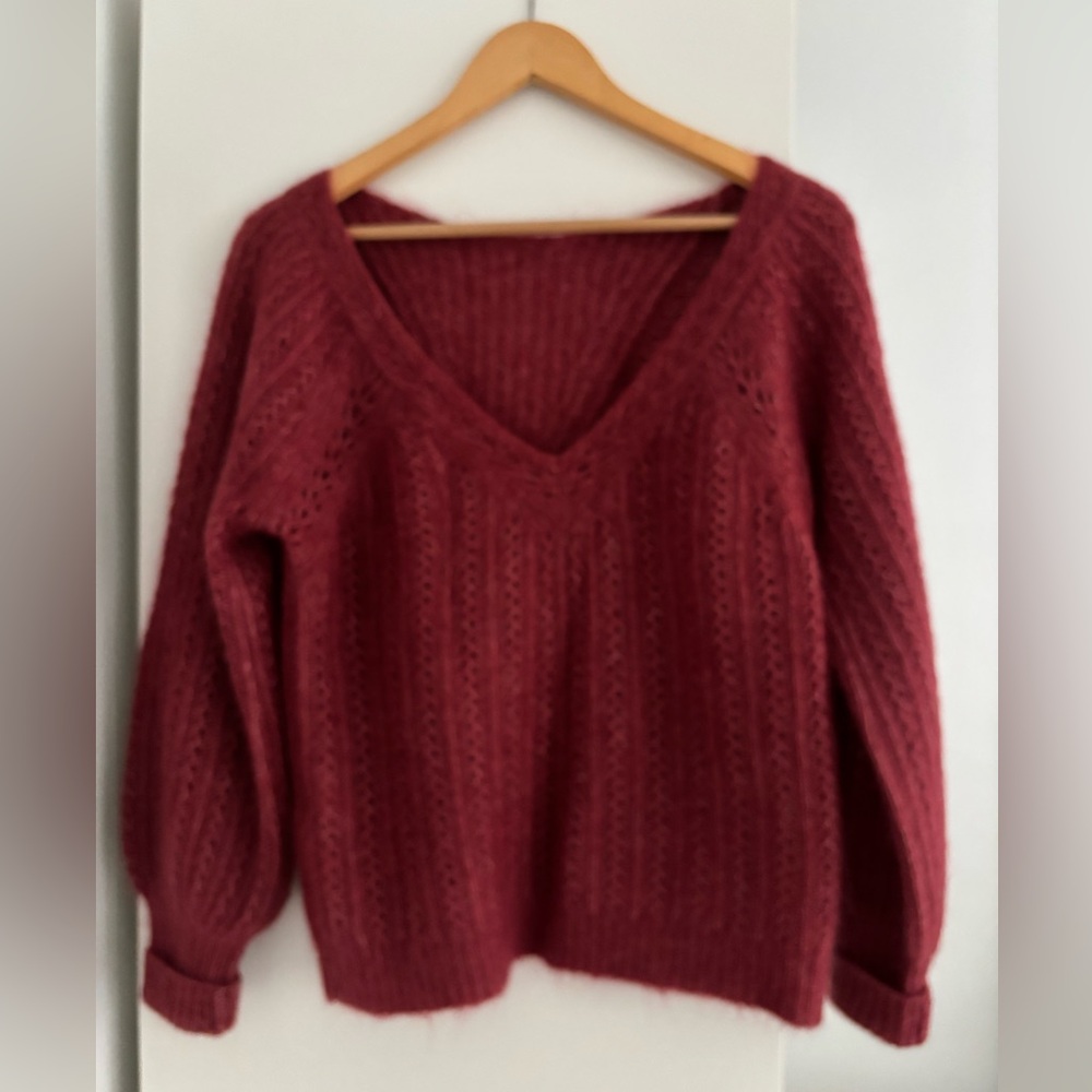 Sezane “Rosa” Open Back Mohair & Wool Sweater - Size Small - Picture 4 of 8